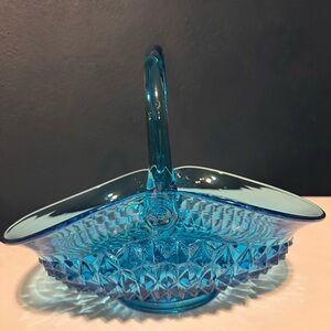 *VTG* Indiana Glass Company Tiara Horizon Blue Basket